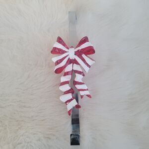 Red And White  Bow Wreath Door Hanger Christmas Themed  Decor